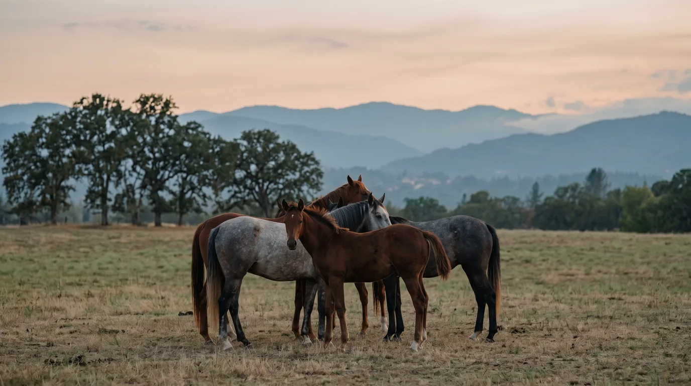 Chevaux en liberté, Centre équestre de Condorcet, Drôme